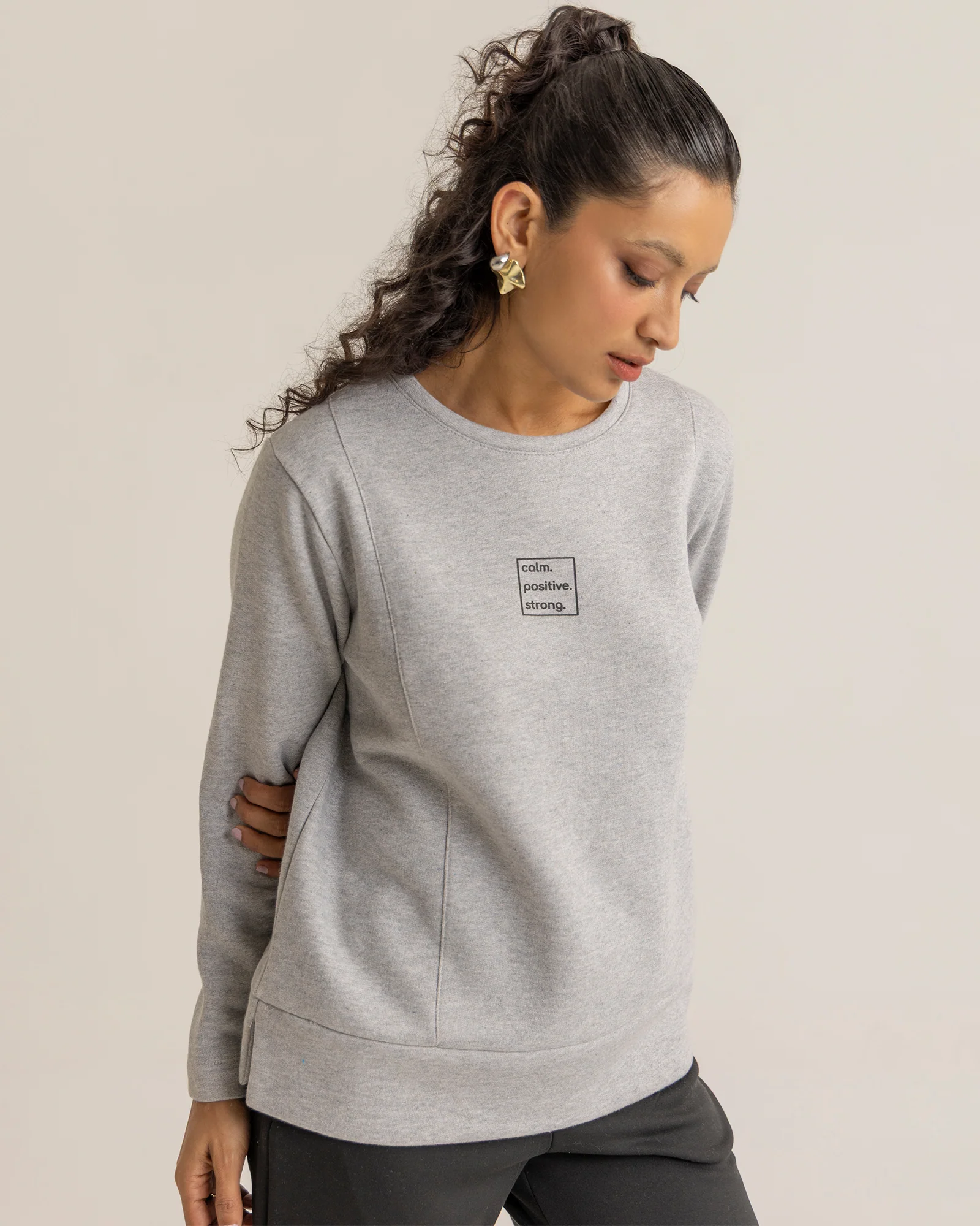 kayvio women basic sweatshirt melange grey