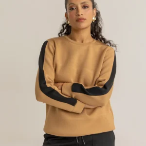kayvio women panel sweatshirt brown