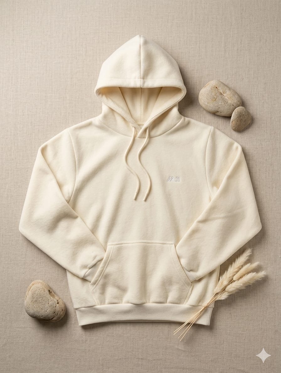 Essential Pullover Fleece Hoodie – Cream Essential Pullover Fleece Hoodie – Cream