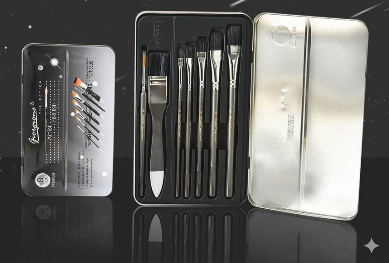 giorgione artist flat brush collection (set of 8 in tin box) giorgione artist flat brush collection (set of 8 in tin box)