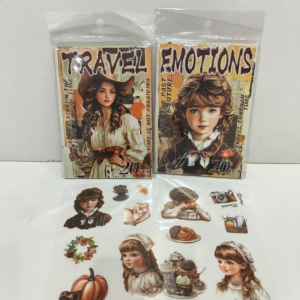 vintage journal sticker pack travel , emotions series
