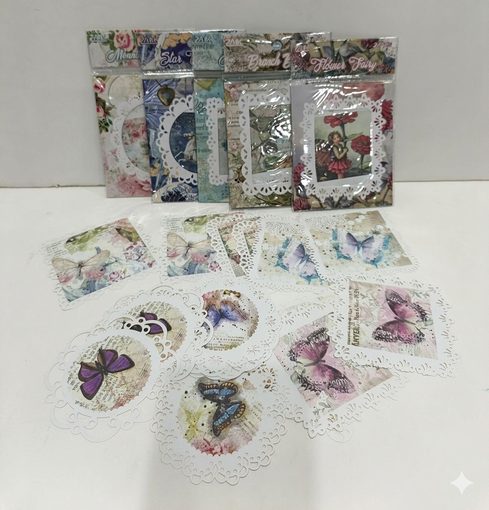 vintage lace doily style paper stickers , butterfly and fairy series vintage lace doily style paper stickers , butterfly and fairy series